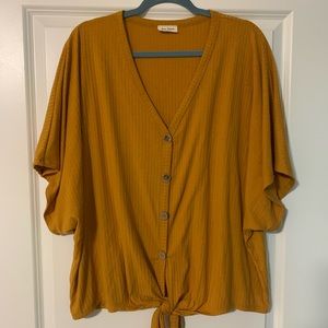 Mustard yellow tie front top!